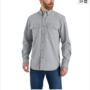 Carhartt Men's Long-Sleeve Button-Down Work Shirt in Light Gray
